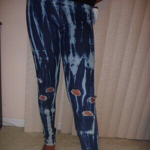 New USA Distressed Denim Skinny Jeans Pant Jegging Eclipse Tie Dye Leggings sz 0